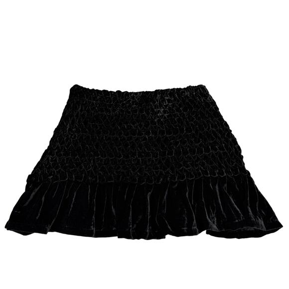 NWT FREE PEOPLE Two Piece Velvet Smocked Skirt And Ruffle Puff Sleeve Top SMALL - Picture 9 of 10